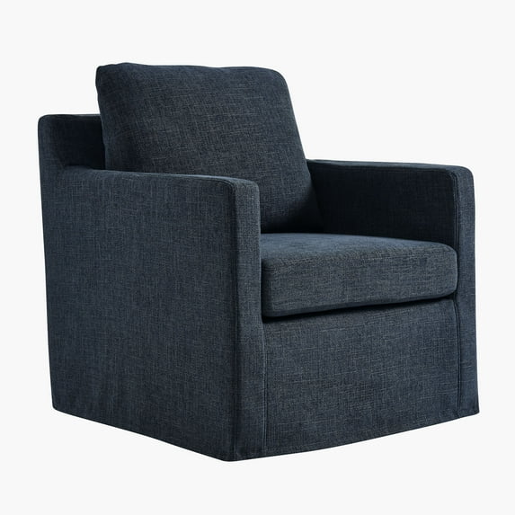 Armchair Swivel Chair, Blue, Fabric, Living Room Lounge Cafe Lobby Hospitality Restaurant, Modern Contemporary, HB37212