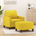 Armchair with stool light yellow 60 cm fabric