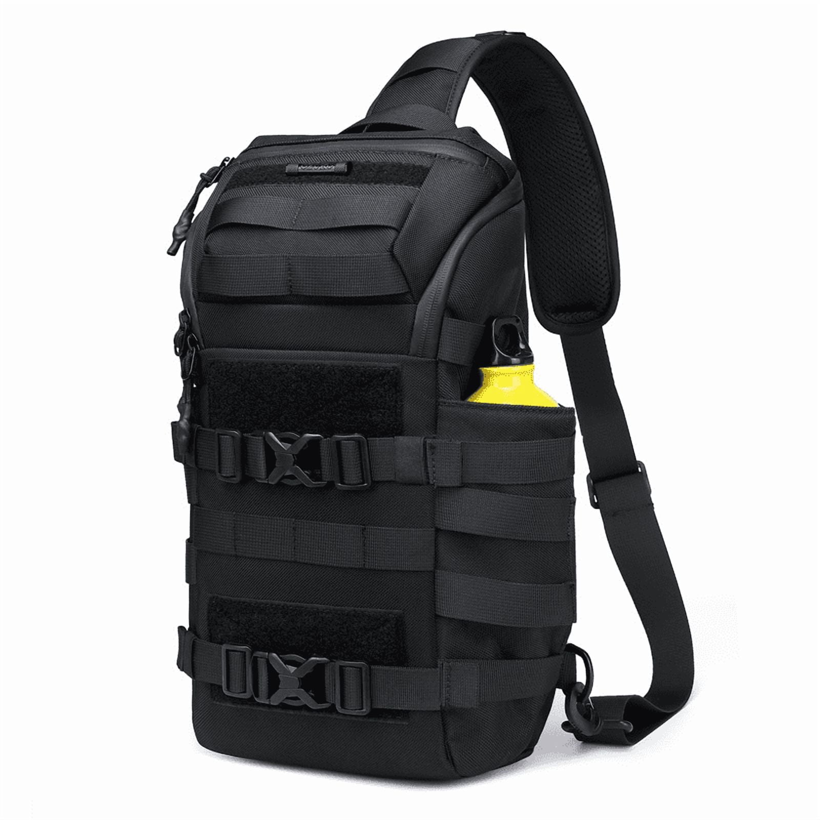 Armed Chest Pack for Men, 15.7 x 4.7 x 8.7 in / 40 x 12 x 22 cm, Waterproof Sling Backpack, Mountaineering Multifunctional Bag for Outdoor Hiking, Cycling, Travel, Black