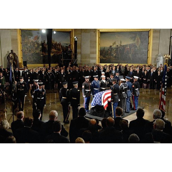 Armed Forces Honor Guard W/ Gerald Ford's Casket - Style A - 24x36 Inch Laminated Poster - Stunning Detail and Bold Colors