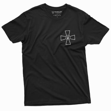 Armed Forces Of Ukraine Emblem T-Shirt Trident Camo Military Green Zelenskyy Tee (Large Black)