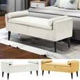 thumbnail image 1 of Armed Indoor Storage Bench With 2 Round Pillows, 47 inches Ottoman with Storage, Velvet Bench Safety Hinge Ottoman Armrest, Large Storage Bench,for Bedroom Living Room Porch Entryway,White, 1 of 9