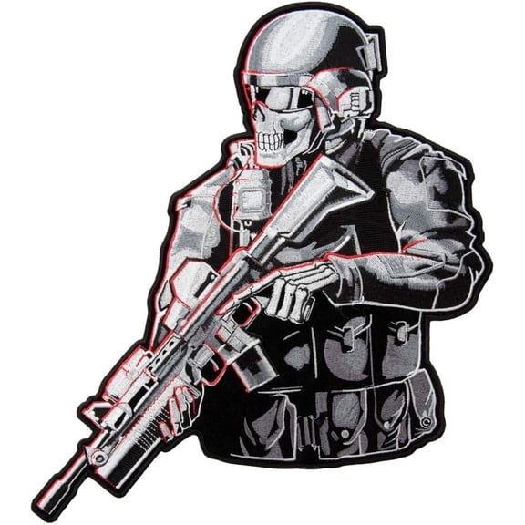 Armed Tactical Soldier Skeleton Patch, X-Large Size