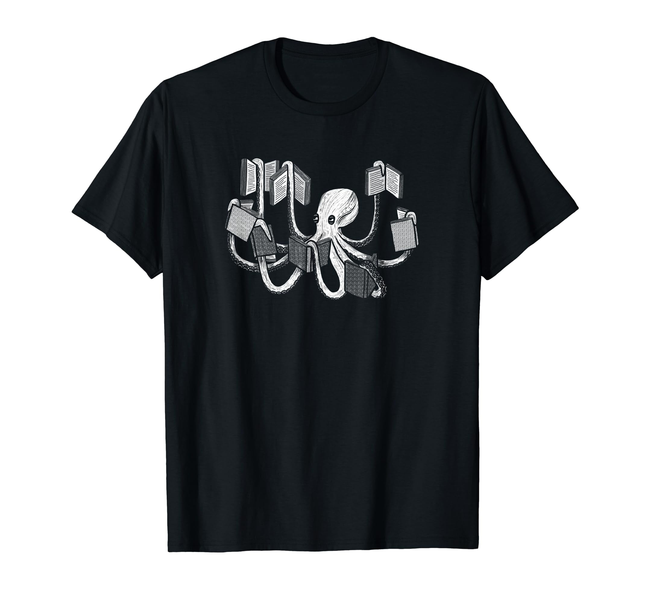 Armed With Knowledge - Book Loving Octopus Librarian Art T-Shirt ...