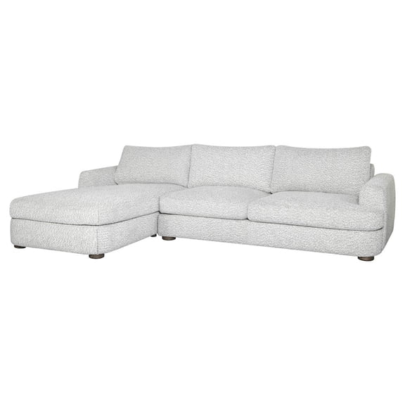Armen Living 123 in. Left Arm Facing Rectangular Sectional Sofa, Round Arms, Speckled Stone