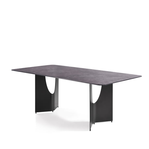 Zoey Modern Contemporary 79 in. Rectangular Dining Table with Gray Tempered Glass Table Top - Seats up to 6