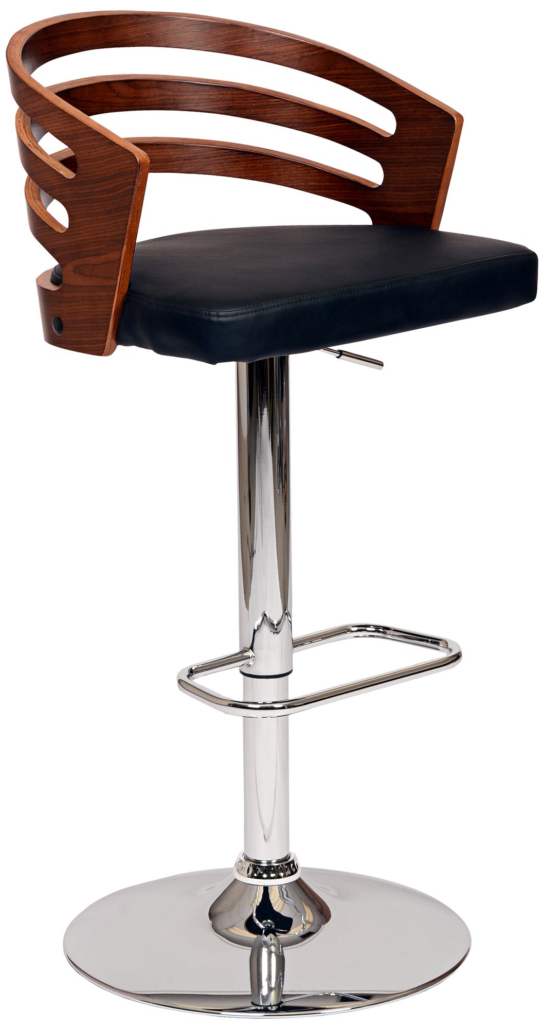 Armen Living Adele Modern Faux Leather Swivel Barstool in Black