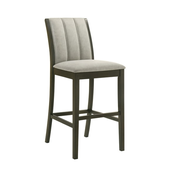 Armen living Nolan 30 in. Dark Roast Bar Height Rubberwood Barstool with Grey Fabric Seat