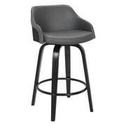 Armen Living Alec Modern Faux Leather Swivel Barstool in Black and Gray