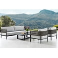 thumbnail image 1 of Alegria 4 Piece Outdoor Black Aluminum & Rope Conversation Set with Light Gray Fabric Cushions, 1 of 9