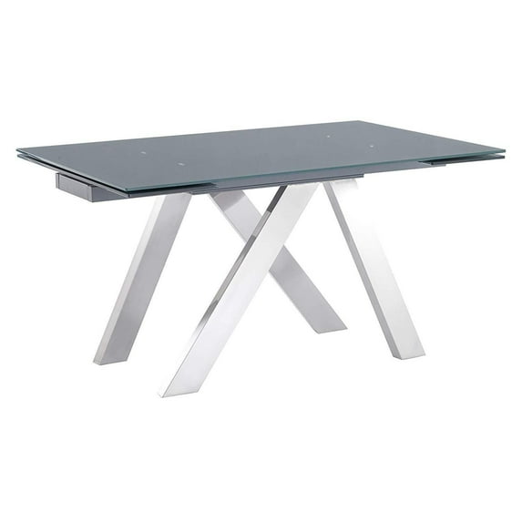Armen Living Alsafi Contemporary Tempered Glass Top Extension Dining Table-Gray