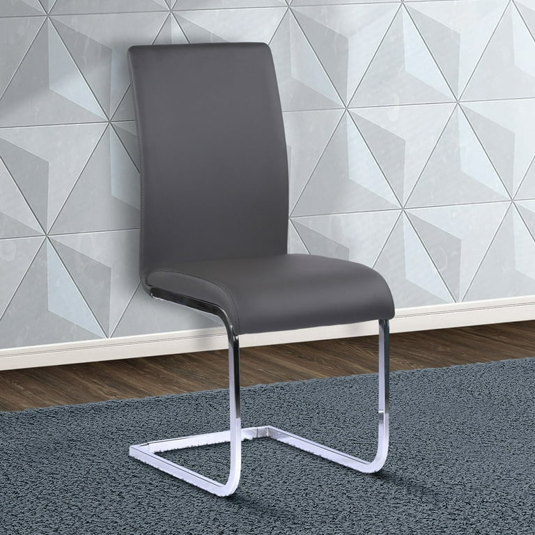 Armen Living Amanda Contemporary Side Chair in Gray Faux Leather