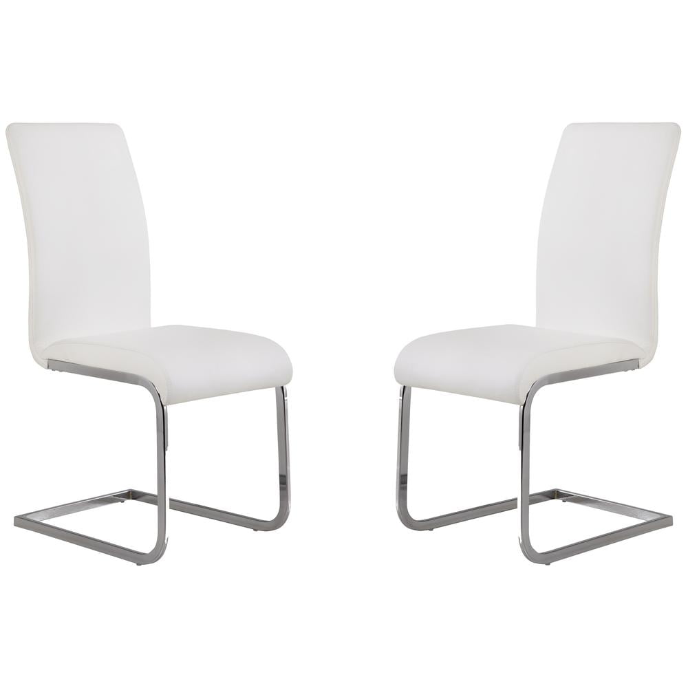 Contemporary White Faux Leather Upholstered Side Chair Set