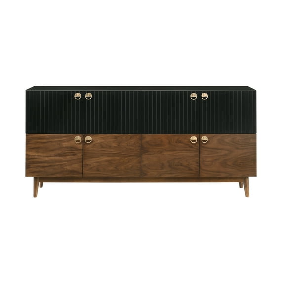 Armen Living Amigo 4-Door Modern Veneer and Wood Buffet in Brown/Black