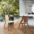 thumbnail image 1 of Aniston Cream Faux Leather and Walnut Wood Dining Chairs - Set of 2, 1 of 8