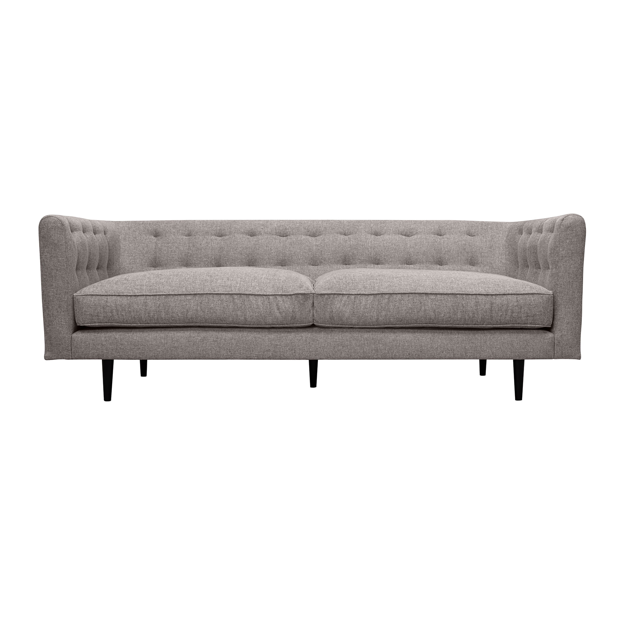 Annabelle 80" Gray Tufted Velvet Sofa with Black Wood Legs