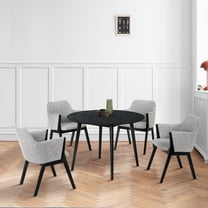 Arcadia and Renzo 42" Round Grey and Black Wood 5 Piece Dining Set