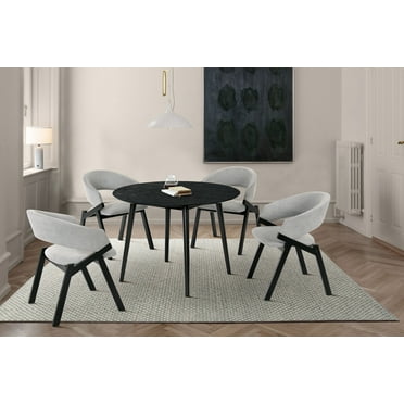 Armen Living Arcadia and Talulah Round Wood 5-Piece Dining Set in Gray/Black