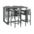 thumbnail image 1 of Armen Living Argiope Outdoor Patio 5-Piece Bar Table Set in Aluminum with Grey Cushions, 1 of 12