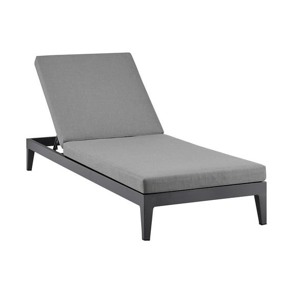 Argiope Outdoor Patio Adjustable Chaise Lounge Chair in Aluminum with Grey Cushions