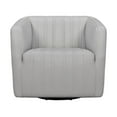 thumbnail image 1 of Armen Living Aries 17" Modern Genuine Leather Swivel Barrel Chair in Dove Gray, 1 of 6