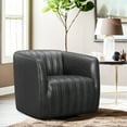 thumbnail image 1 of Aries Leather 45- Degree Return Swivel Barrel Chair, 1 of 7