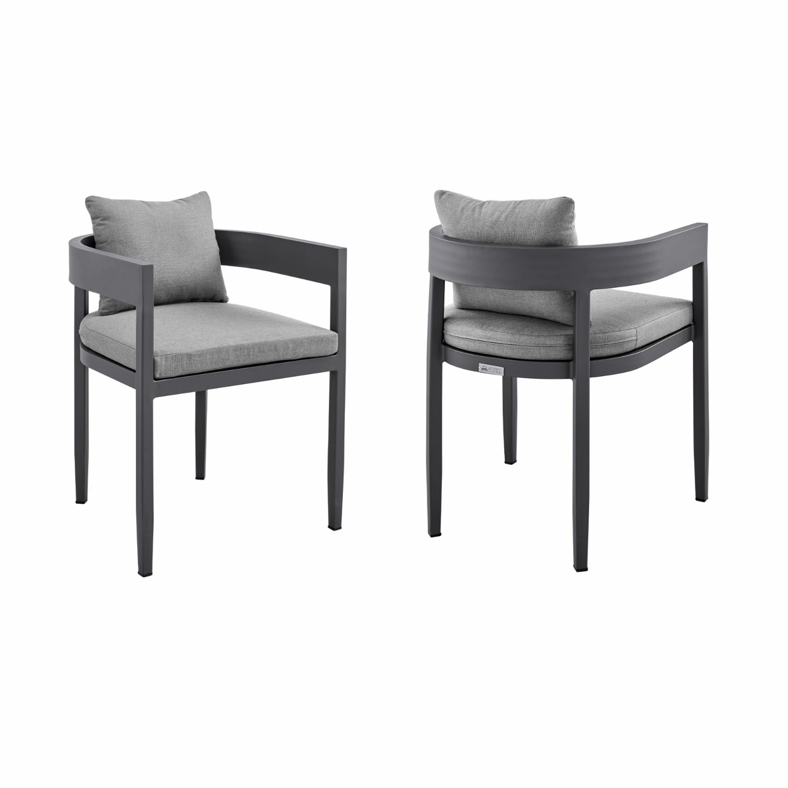 Argiope Dark Grey Eucalyptus Wood Outdoor Accent Chairs with Cushions