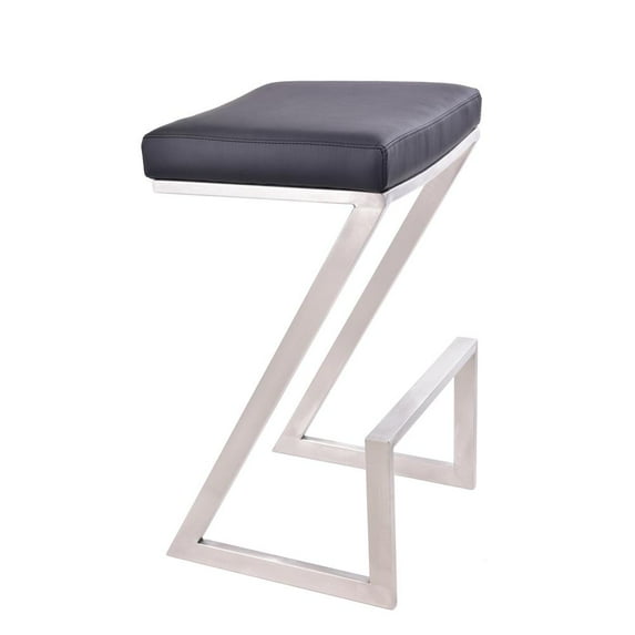 Armen Living Atlantis Contemporary Faux Leather Counter Stool in Black