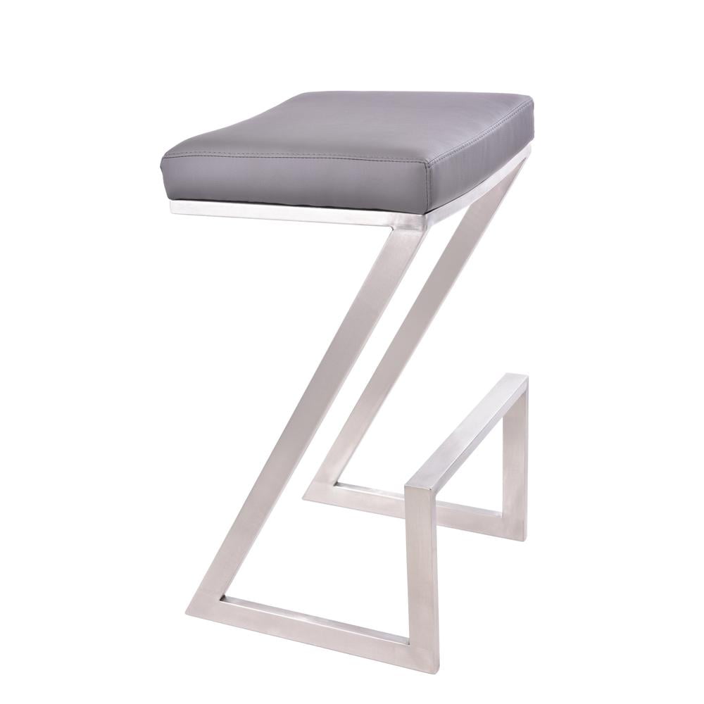 Contemporary Gray Leatherette 26" Backless Counter Stool