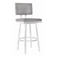 thumbnail image 1 of Armen Living Balboa 26" Faux Leather Swivel Counter Stool in Gray and Silver, 1 of 5