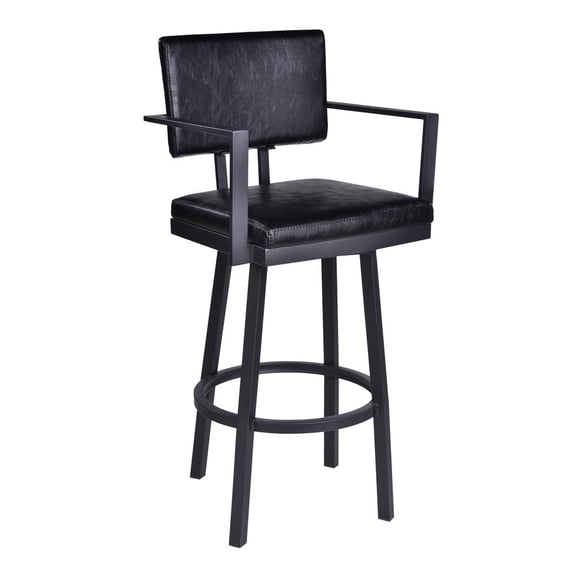 Armen Living Balboa Modern 26" Faux Leather Swivel Counter Stool in Black