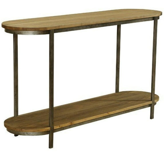 Armen Living Barstow Wood Console Table with Shelf in Brown