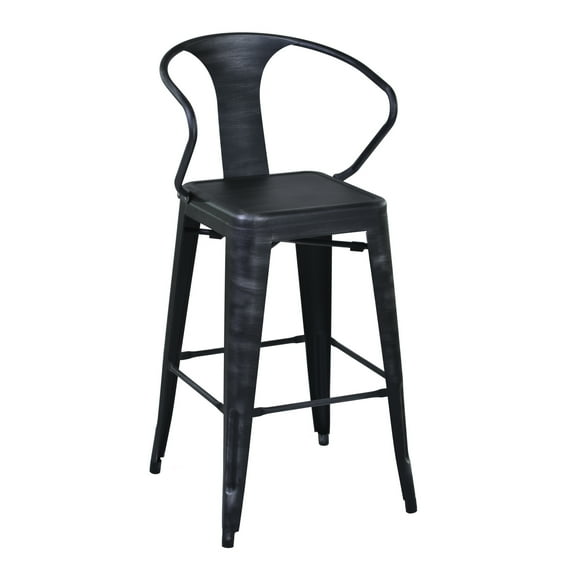 Armen Living Berkley 26" Bar Stool in Industrial Grey Steel