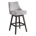 thumbnail image 1 of Armen Living Branson Gray Solid Wood Upholstered 30" Bar Height Swivel Barstool with Gray Fabric Seat, 1 of 6