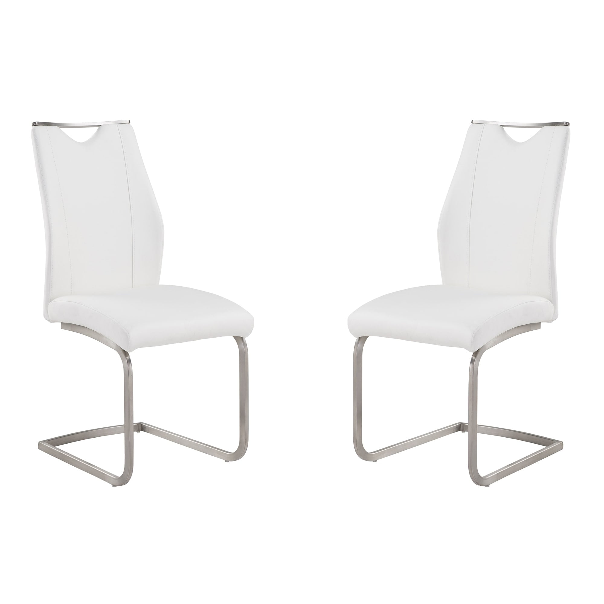 Sleek White Faux Leather & Stainless Steel Side Chair