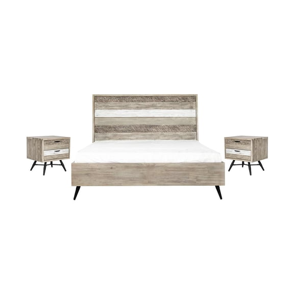 Armen Living Bridges 3-Piece Modern Wood King Bedroom Set in Natural