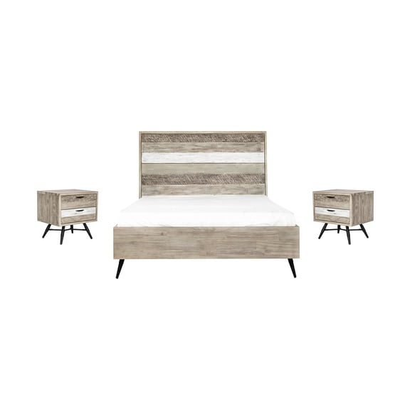 Armen Living Bridges 3-Piece Modern Wood Queen Bedroom Set in Natural