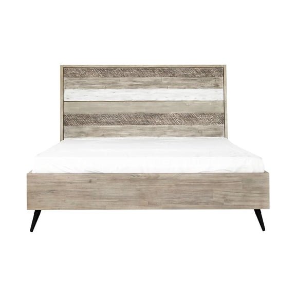 Armen Living Bridges King Platform Bed in Two Tone Acacia Wood