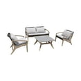 thumbnail image 1 of Armen Living Brighton 4 Piece Outdoor Patio Seating Set in Light Eucalyptus Wood with Charocal Rope and White Cushions, 1 of 7