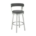 thumbnail image 1 of Bryant 30" Bar Height Swivel Bar Stool in Brushed Stainless Steel Finish and Gray Faux Leather, 1 of 11