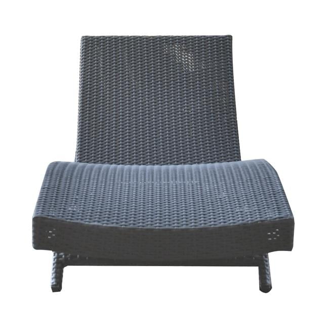 Contemporary Black HDPE Wicker Adjustable Chaise Lounge, 78"