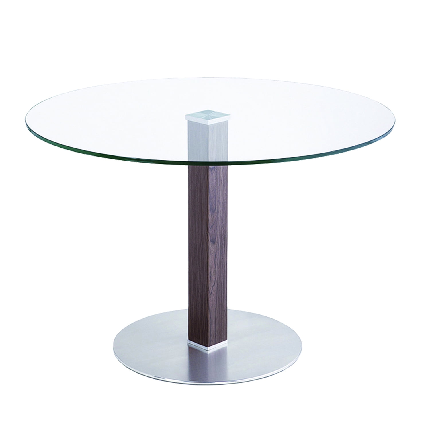 Armen Living Caf Brushed Stainless Steel Dining Table with Clear Glass