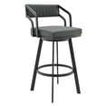 thumbnail image 1 of Capri 26" Swivel Modern Black Metal and Slate Gray Faux Leather Bar and Counter Stool, 1 of 7