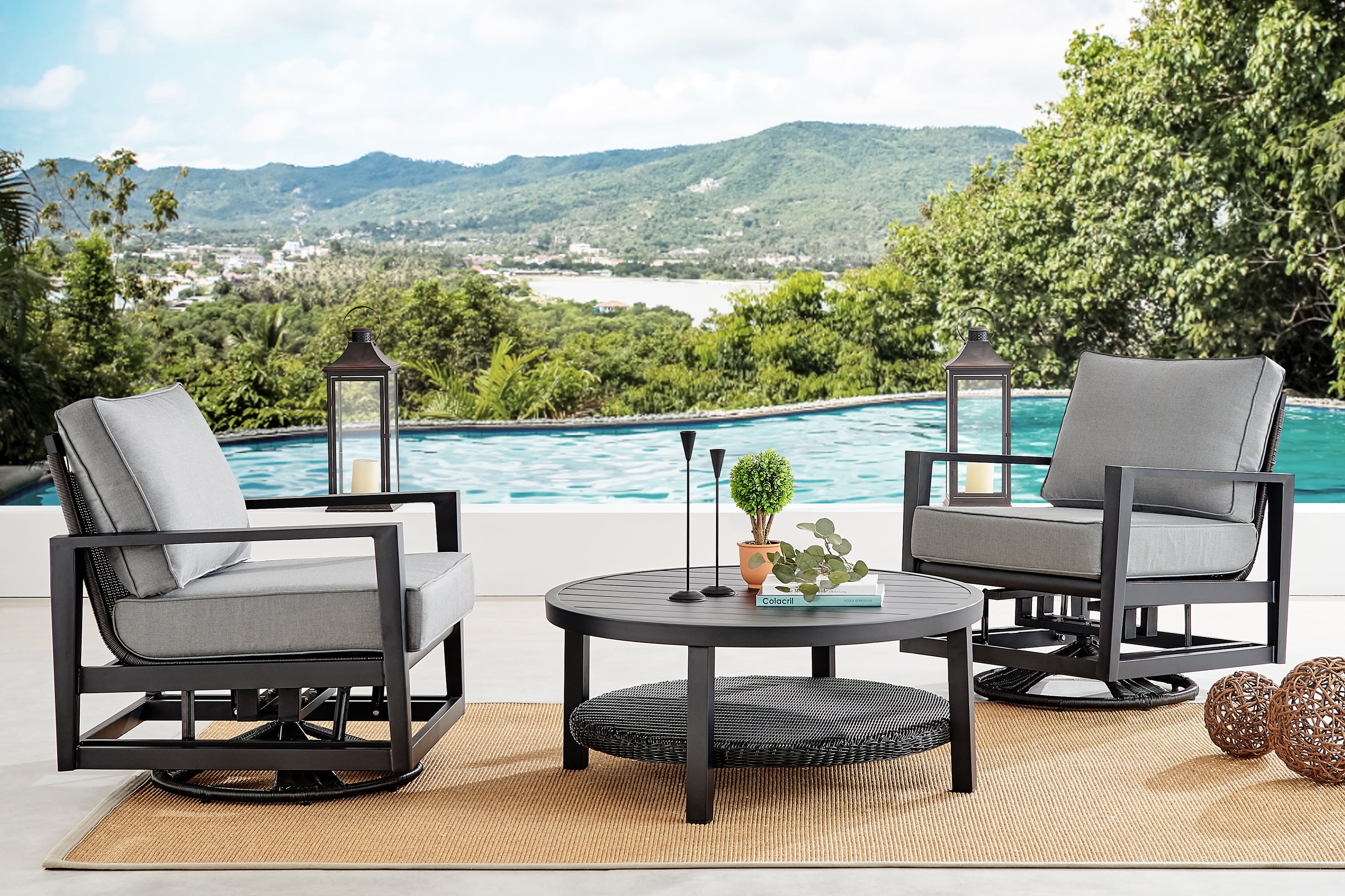 Cayman 3 Piece Aluminum Outdoor Seating Set with Cushions