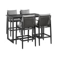 thumbnail image 1 of Armen Living Cayman Outdoor Patio 5-Piece Bar Table Set in Aluminum with Gray Cushions, 1 of 13