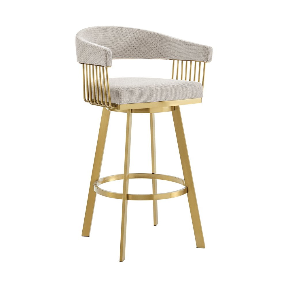 Chelsea 26" Taupe Swivel Counter Stool with Gold Metal Frame