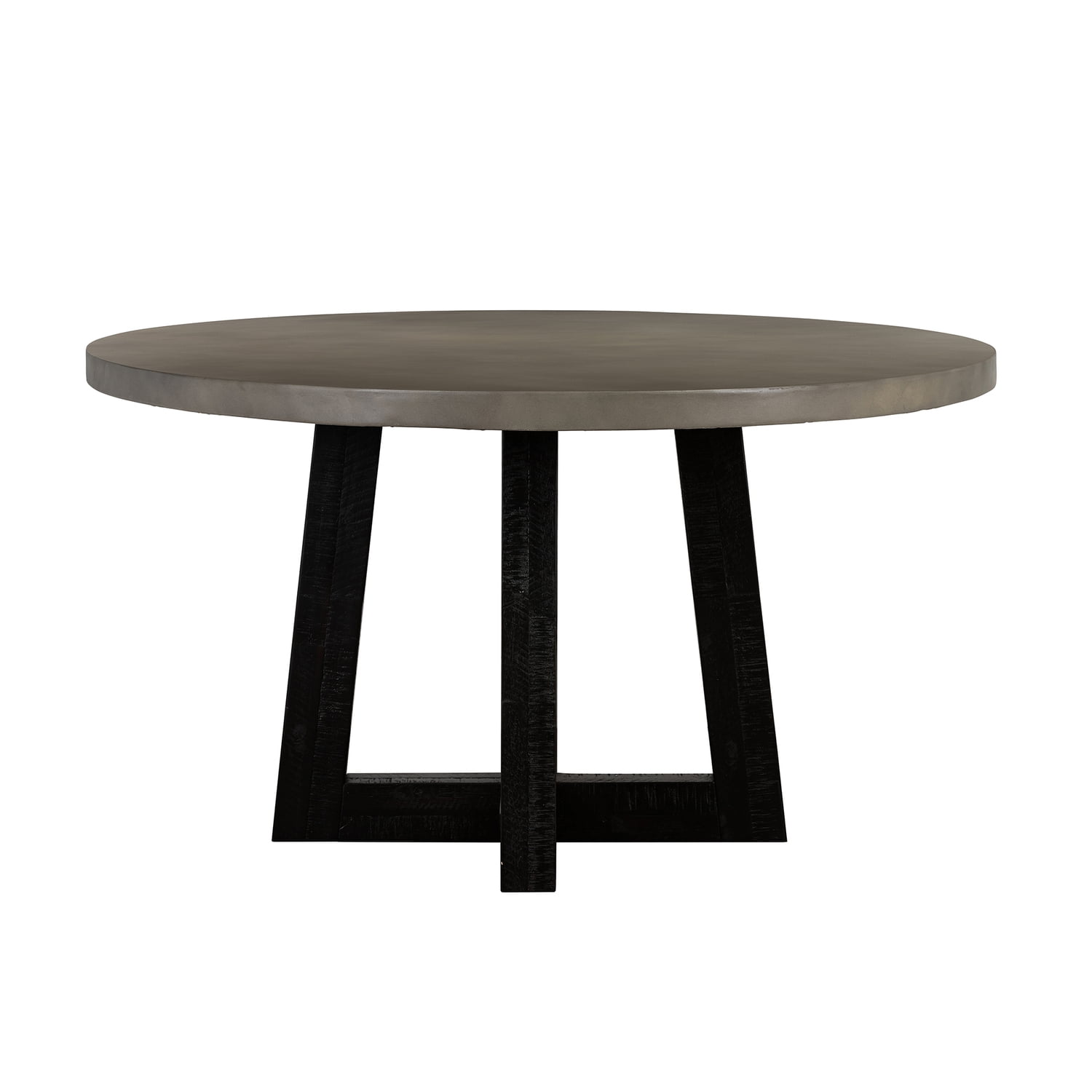 Gray Concrete and Acacia Round Dining Table for Six