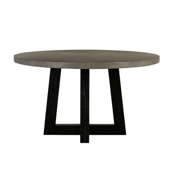 Armen Living Chester Round Contemporary Stone/Wood Dining Table in Gray/Black