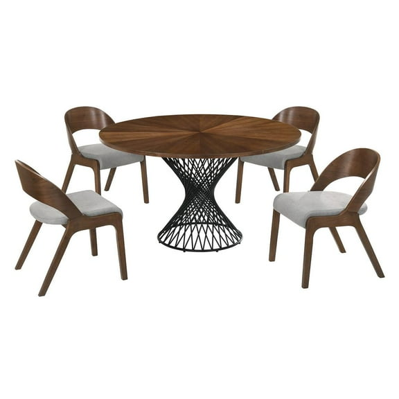 Cirque Polly 5 Piece Walnut Dining Set
