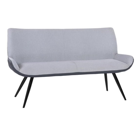 Armen Living Coronado Contemporary Bench in Brushed Gray Powder Coated Finish and Gray Fabric